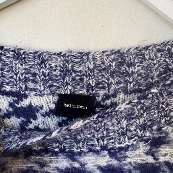 Rachel Comey Blue Houndstooth Alpaca Knit Sweater - Picture 4 of 5